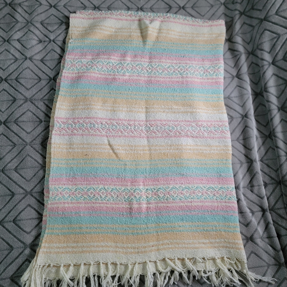 Pastel Striped Woven Throw Blanket